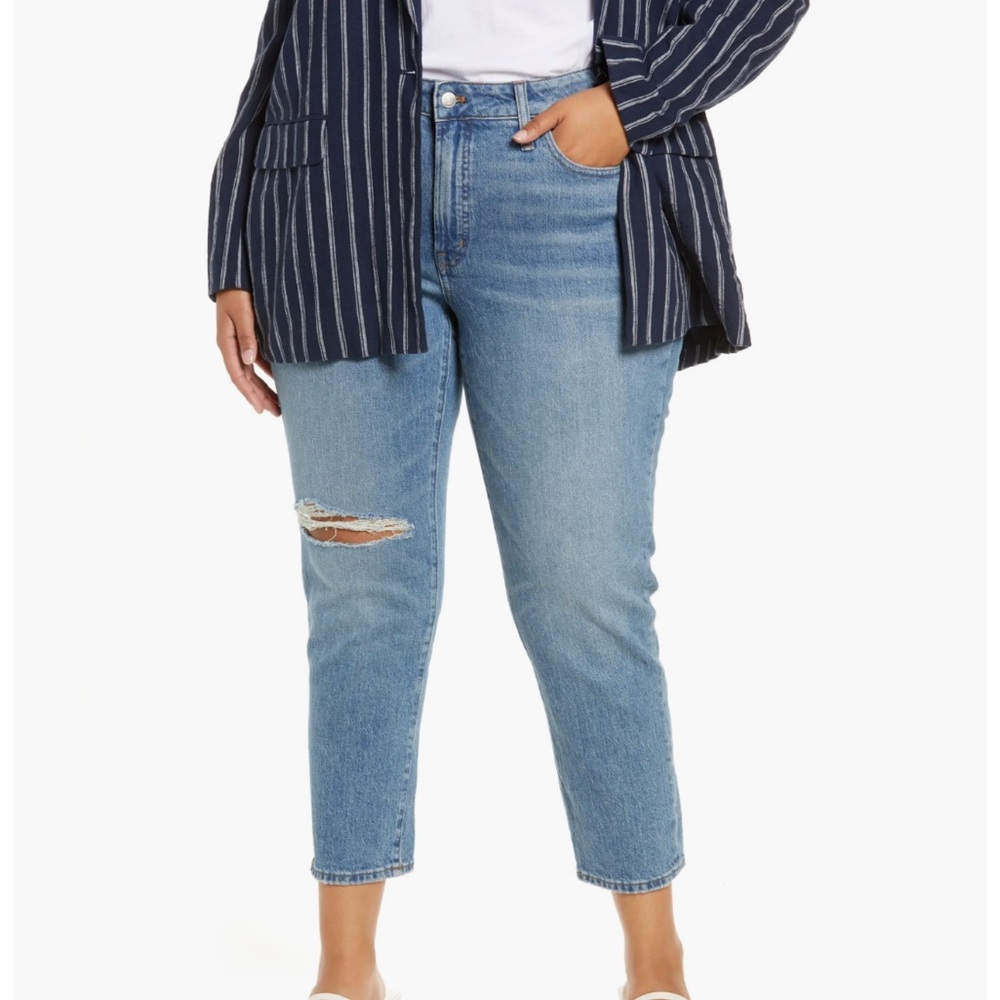 Madewell New Mid-Rise Perfect Vintage Jean Ainsdale Wash Knee-Rip Edition